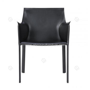 Black saddle leather Cab dining chairs